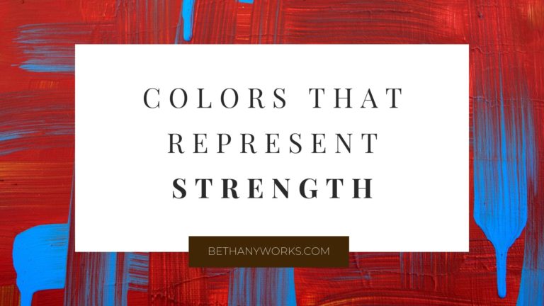 red and blue paint strokes with a white box on top that read colors that represent strength