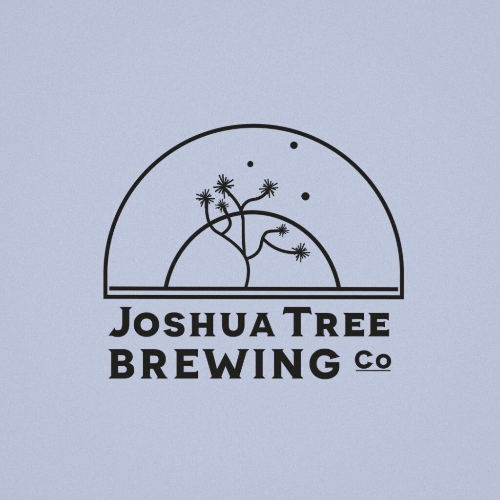 Light purple background with a black logo in the middle for "Joshua Tree Brewing Co".