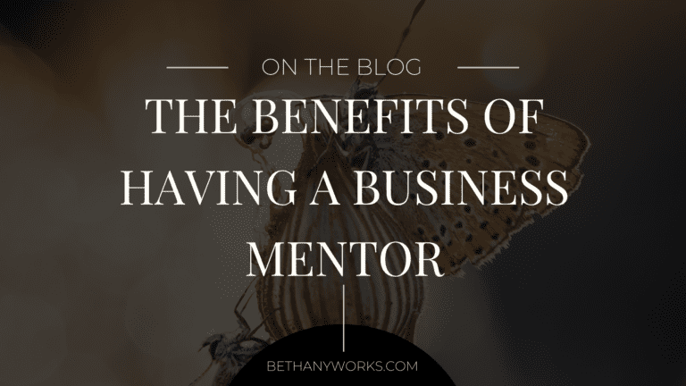 image with a brown color overlay with text on top that says "on the blog. the benefits of having a business mentor"