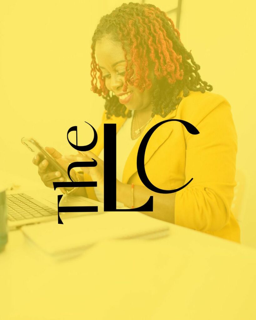 An image of a woman with a yellow overlay on top and a logo for The Lively Creative. 